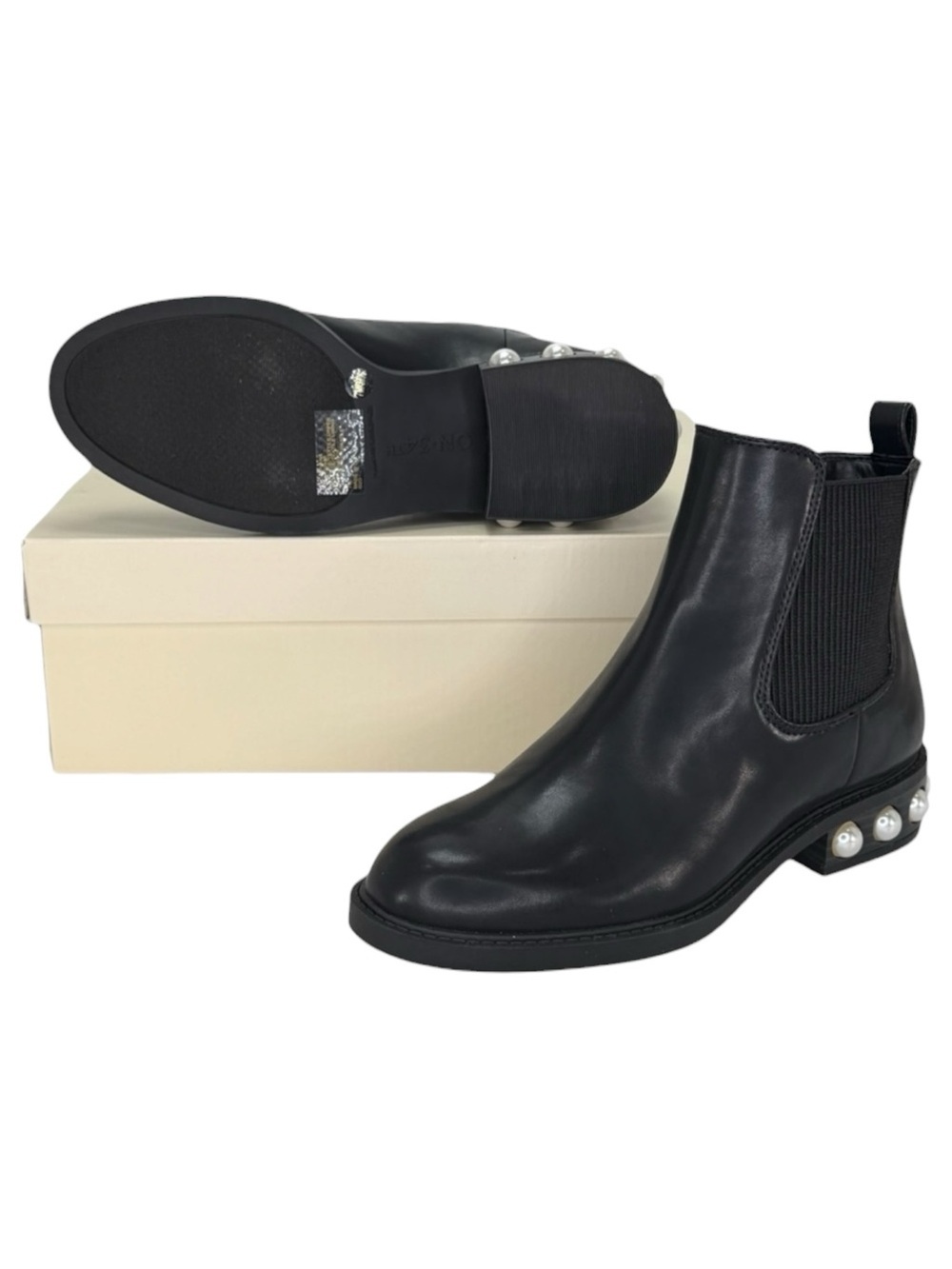 On 34th Jeovana Black Faux Leather Womens Ankle Boots Size 7M